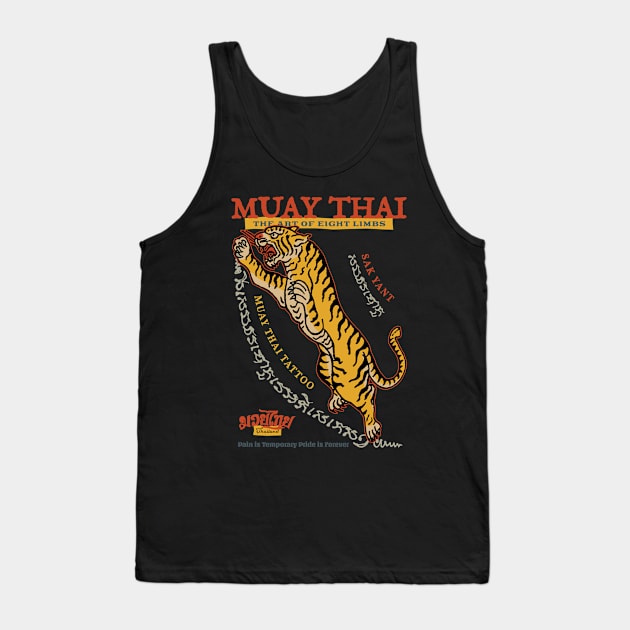 Vintage Tiger Muay Thai Tattoo Tank Top by KewaleeTee